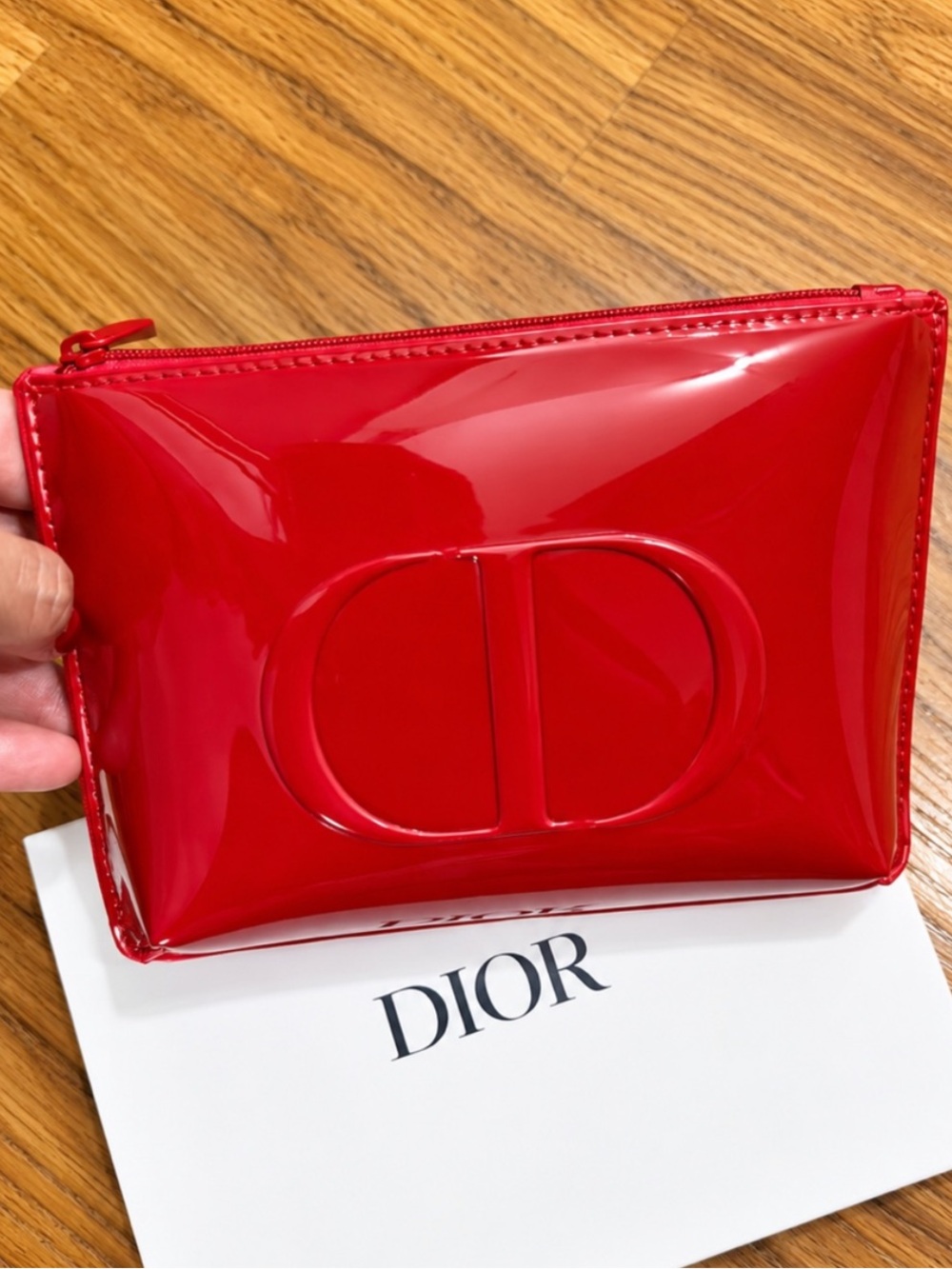 🆕💄Dior - Red Patent CD Logo Cosmetic Pouch
